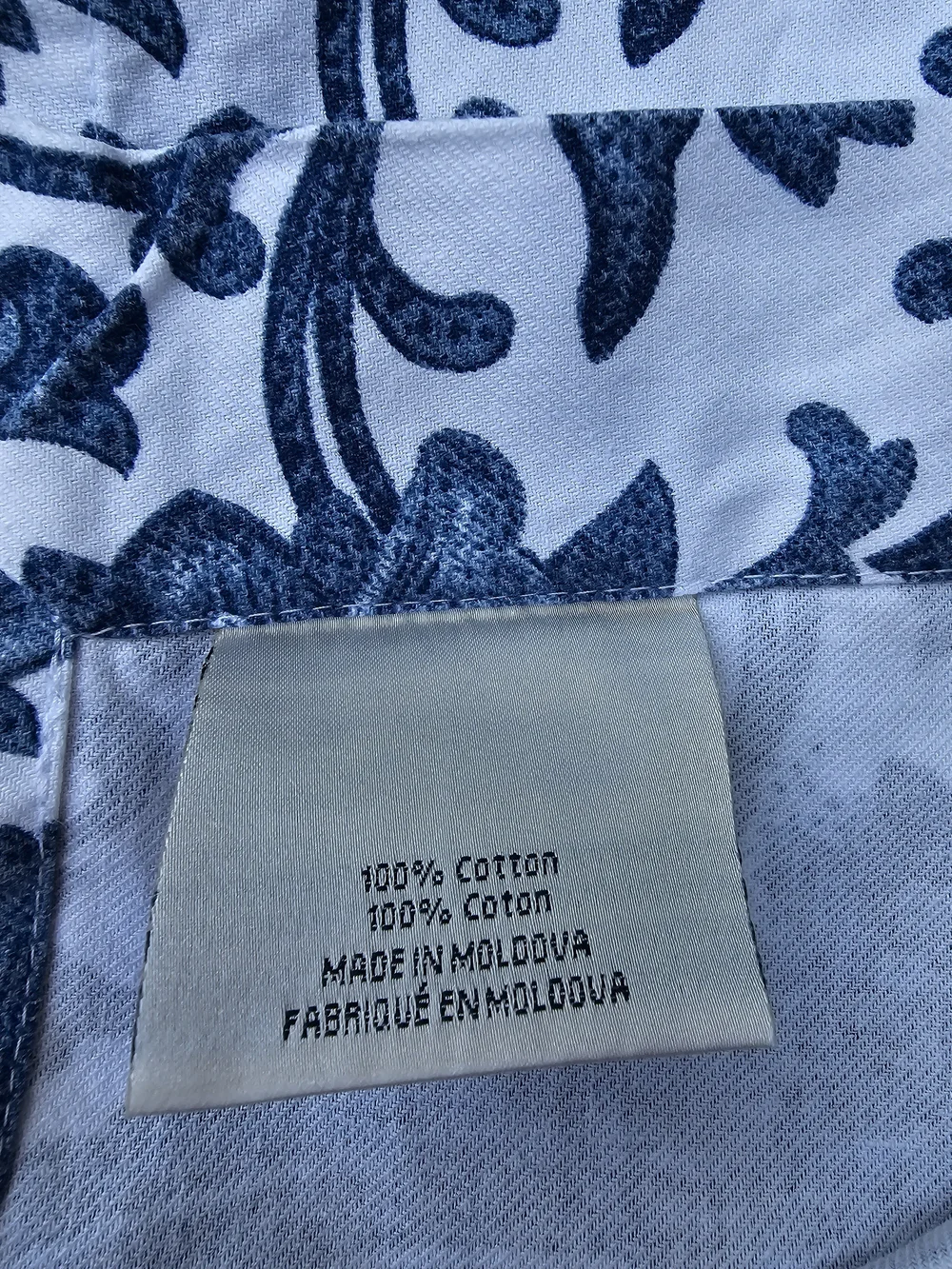 Williams Sonoma Blue and White Floral Tablecloth. 70X90